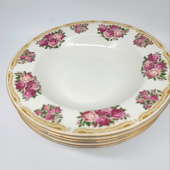 Farberware Sydney Roses Large Rim Soup Bowl 9 1/8 in Set of 5 - Picture 5 of 6